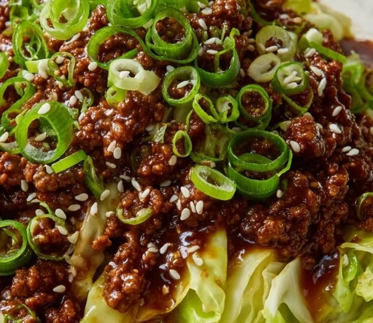 20-minute low-carb Mongolian ground beef and cabbage stir-fry dish