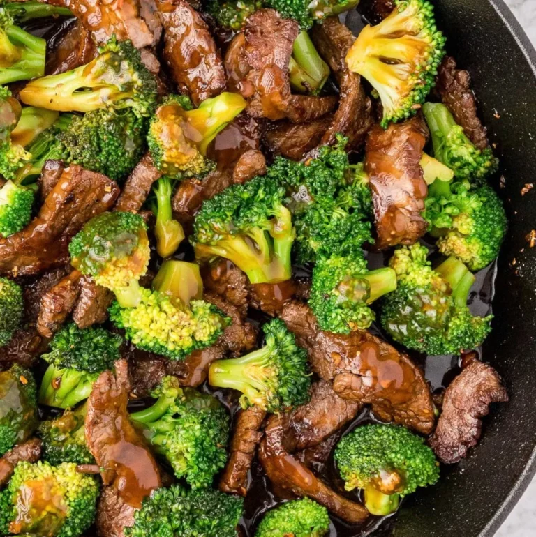 Delicious plate of beef and broccoli stir-fry with vibrant vegetables and tender meat
