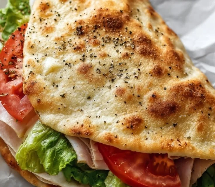 Delicious homemade cottage cheese flatbread served with fresh herbs