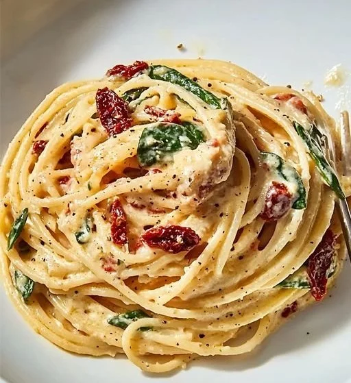 Creamy Sun-Dried Tomato Pasta with Spinach