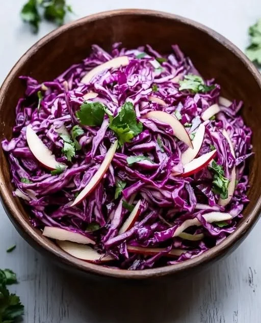 Crispy Red Cabbage and Apple Slaw