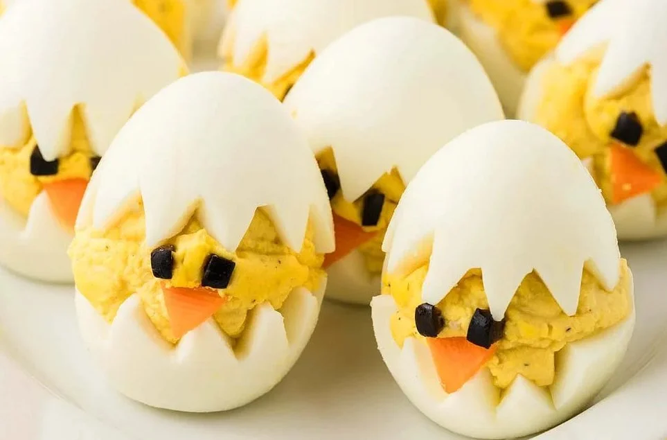 Cute deviled egg chicks for a festive Easter display