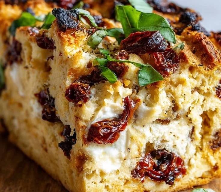 Freshly baked tomato basil bread with herbs and spices