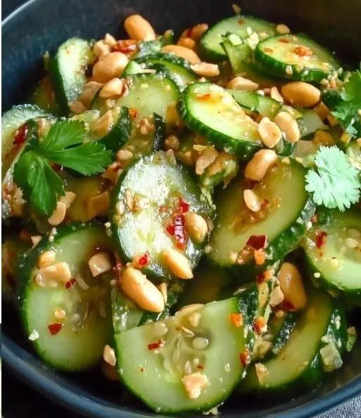 Gluten-free spicy peanut cucumber salad with vibrant ingredients