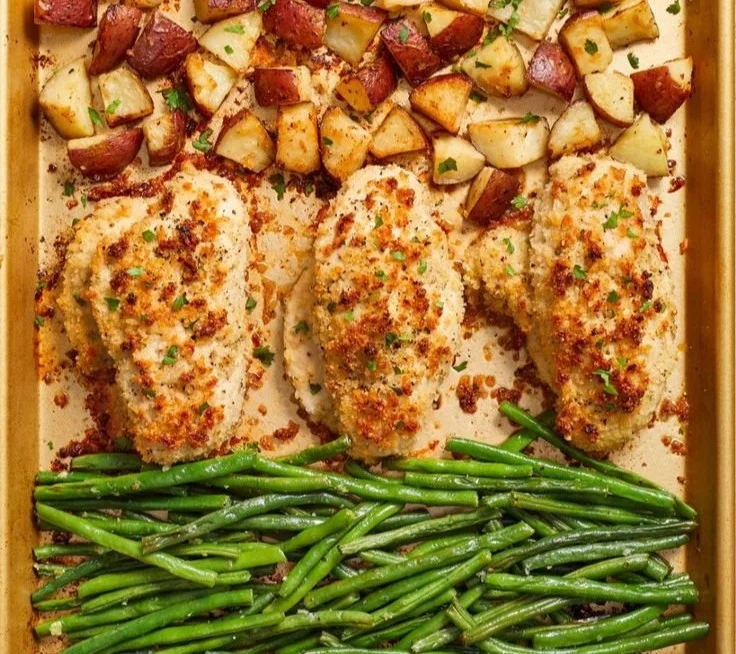 Parmesan Crusted Chicken Sheet Pan Dinner
