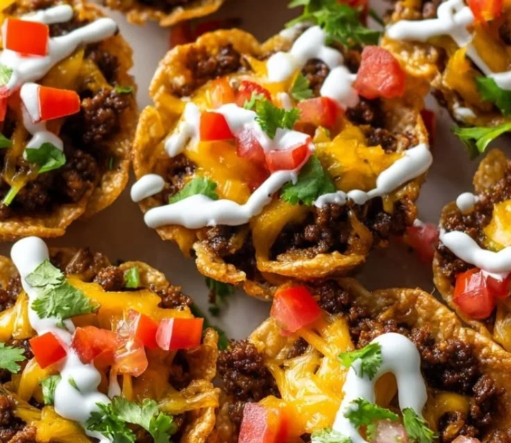 Delicious Taco Ranch Bites served on a plate with fresh toppings