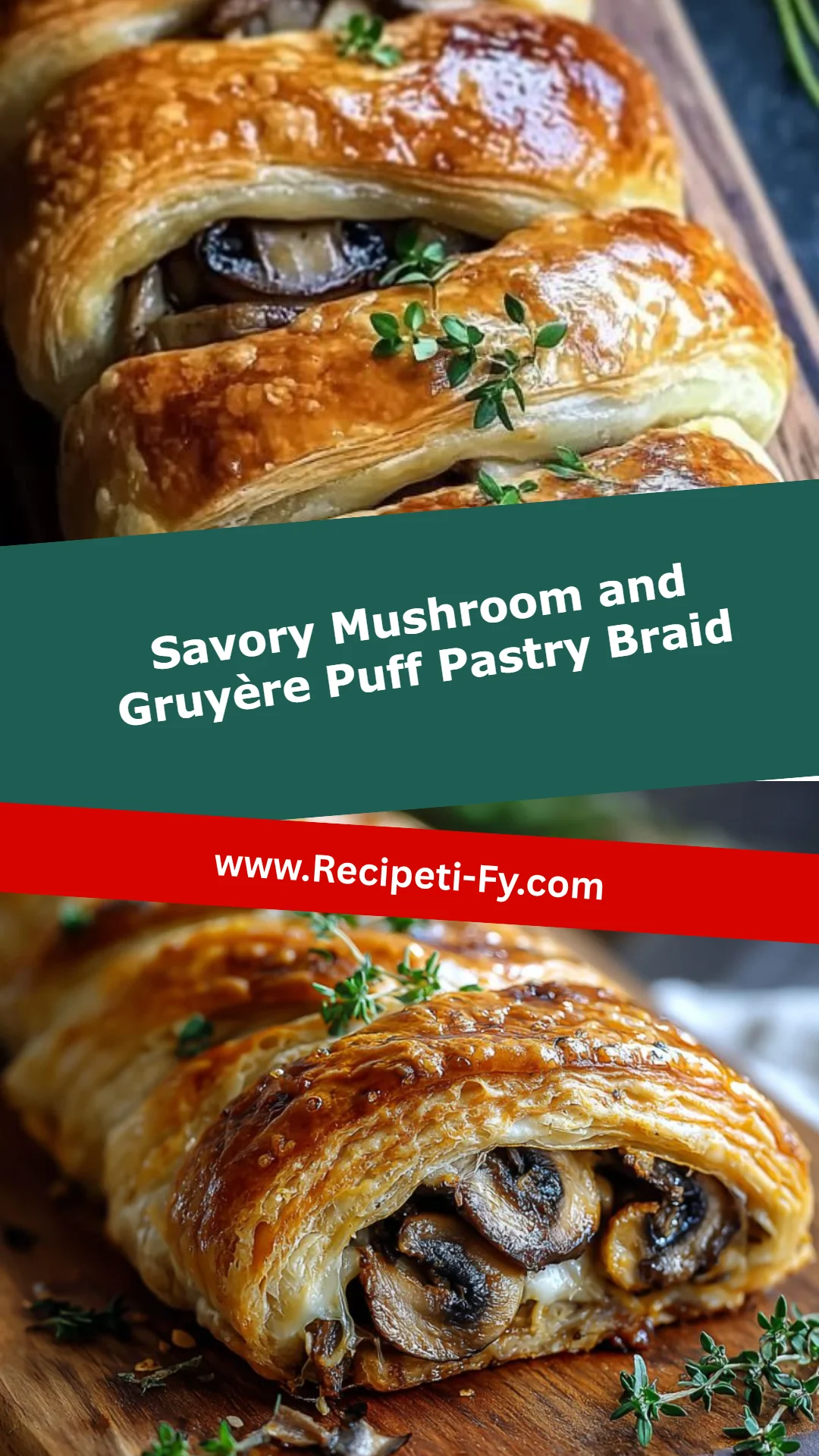Savory Mushroom and Gruyère Puff Pastry Braid