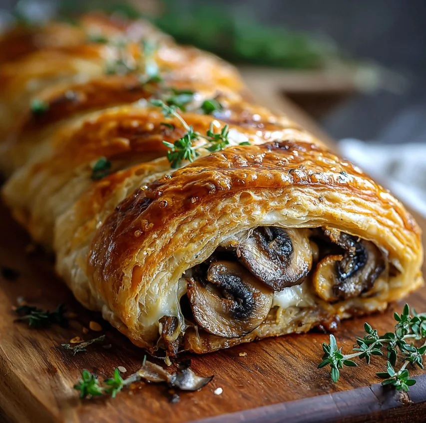 Savory Mushroom and Gruyère Puff Pastry Braid