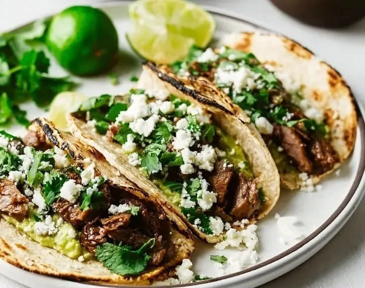 Delicious carne asada tacos served with fresh toppings