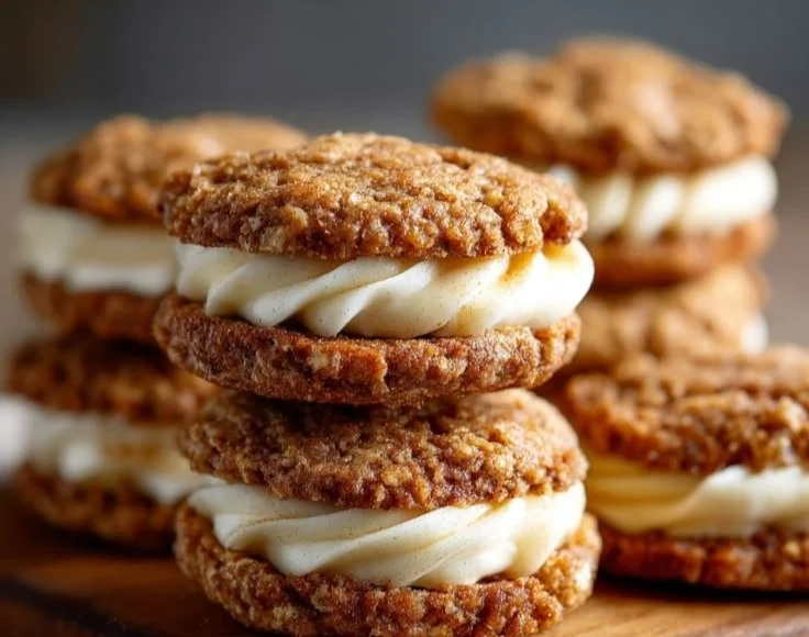 Delicious Apple Cider Oatmeal Cream Pies with creamy filling and spice blend.