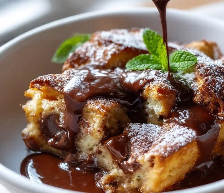 Chocolate Croissant Bread Pudding