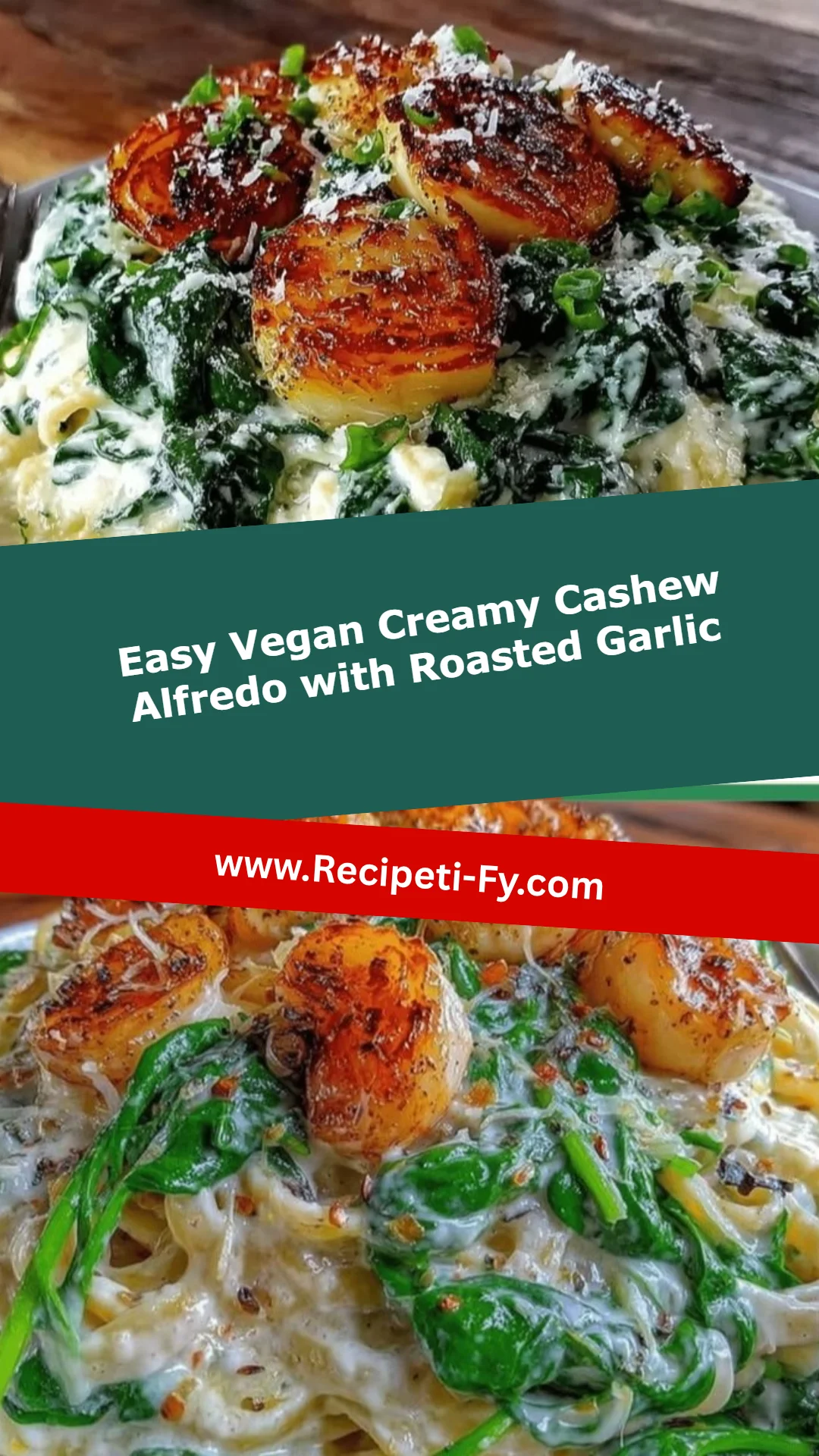 Easy Vegan Creamy Cashew Alfredo with Roasted Garlic