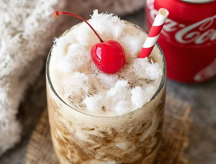 A refreshing Fluffy Coke drink topped with fluffy foam