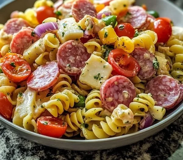 Grinder Pasta Salad with Salami and Provolone