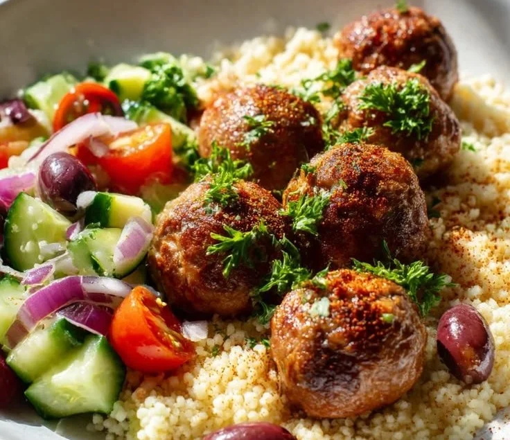 Mediterranean Beef Meatball Bowl
