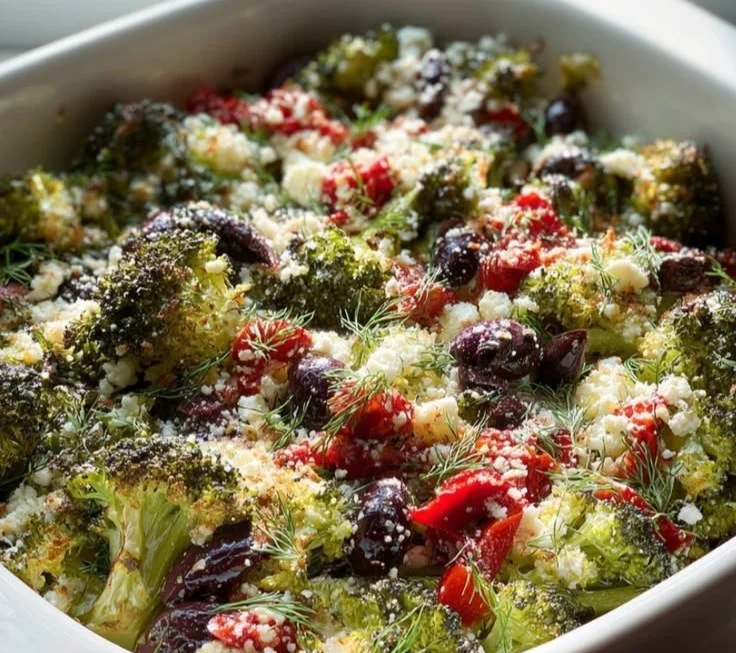 Plate of Mediterranean Broccoli with olives and spices