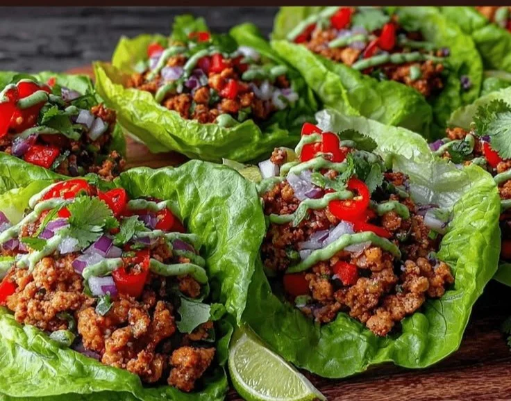 Quick Low-Carb Turkey Lettuce Wrap Tacos with Easy Avocado Lime Drizzle