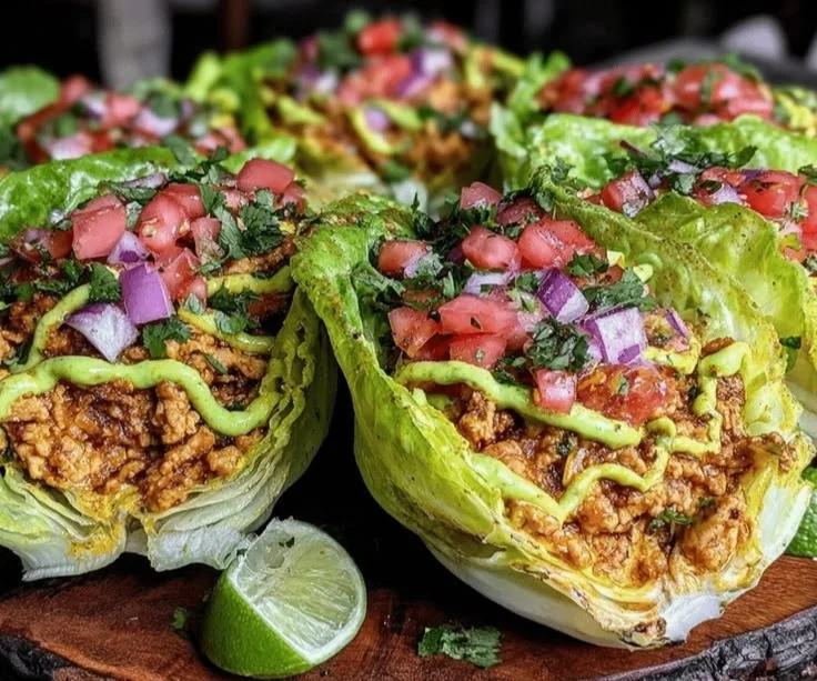 Quick Low-Carb Turkey Lettuce Wrap Tacos with Easy Avocado Lime Drizzle
