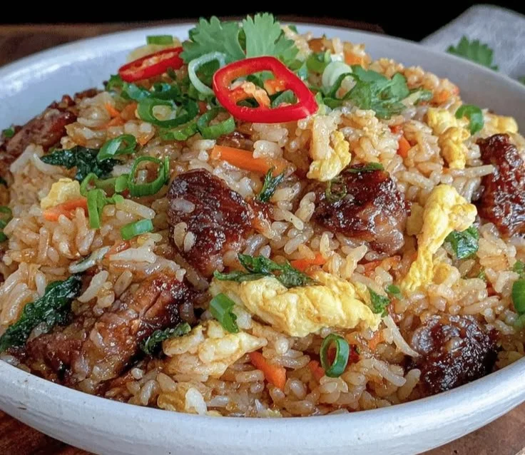 Delicious homemade chicken fried rice served in a bowl, perfect for weeknight meals.