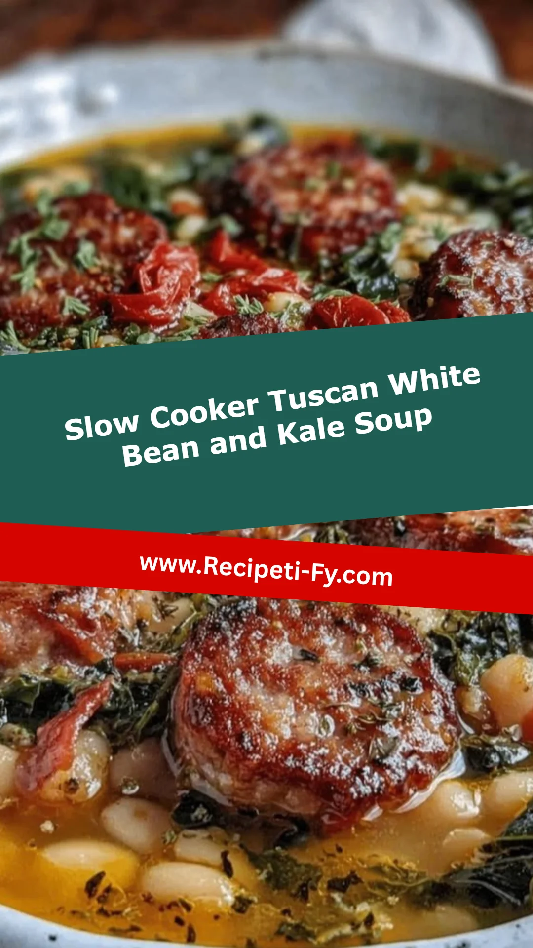Slow Cooker Tuscan White Bean and Kale Soup