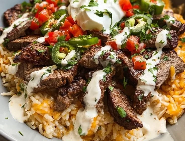 Steak Queso Rice Bowl