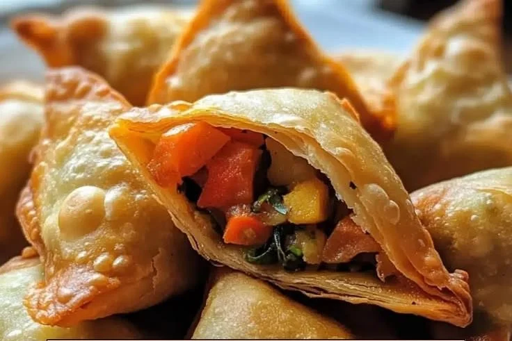 Easy crispy vegetable samosa snack bites on a platter