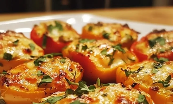 Delicious mini cheese stuffed peppers, perfect for a savory appetizer or snack