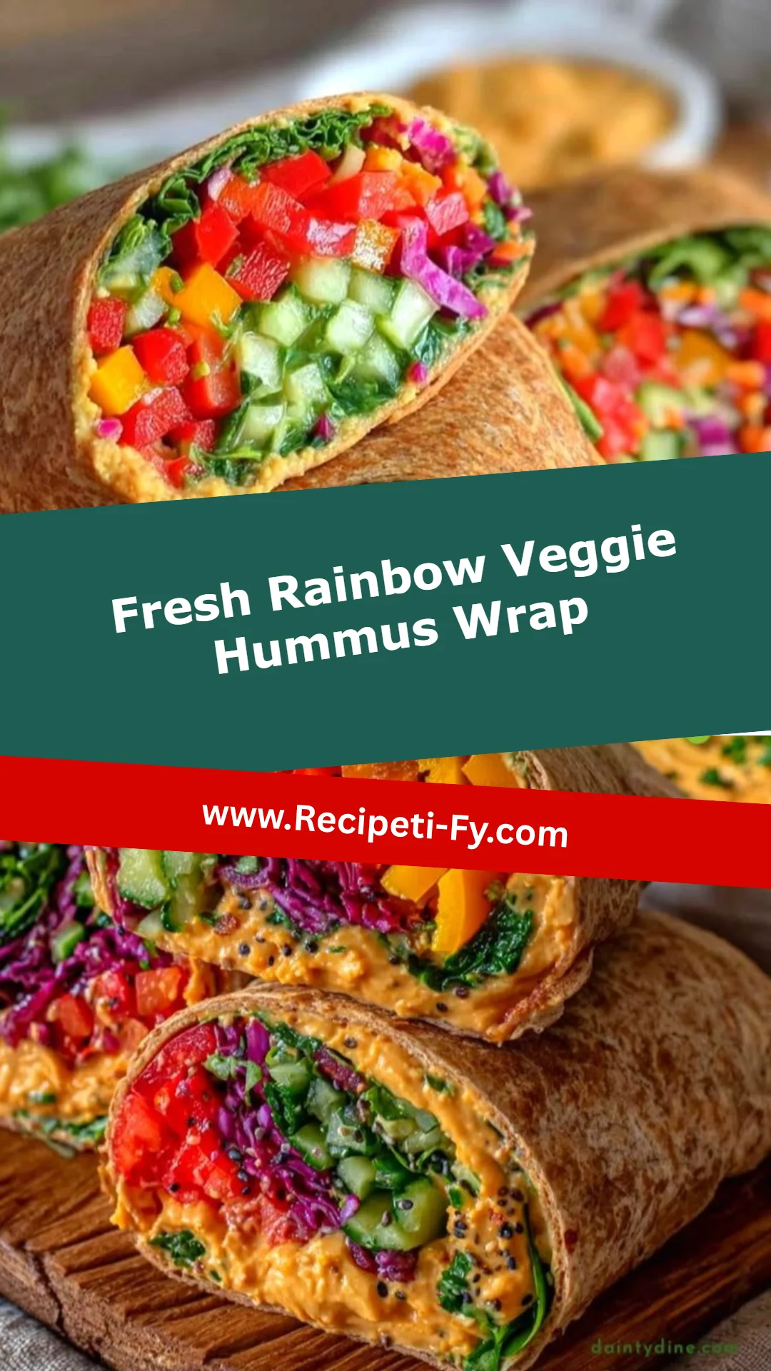Fresh Rainbow Veggie Hummus Wrap