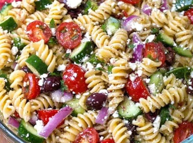 Greek Veggie Pasta Salad with Feta