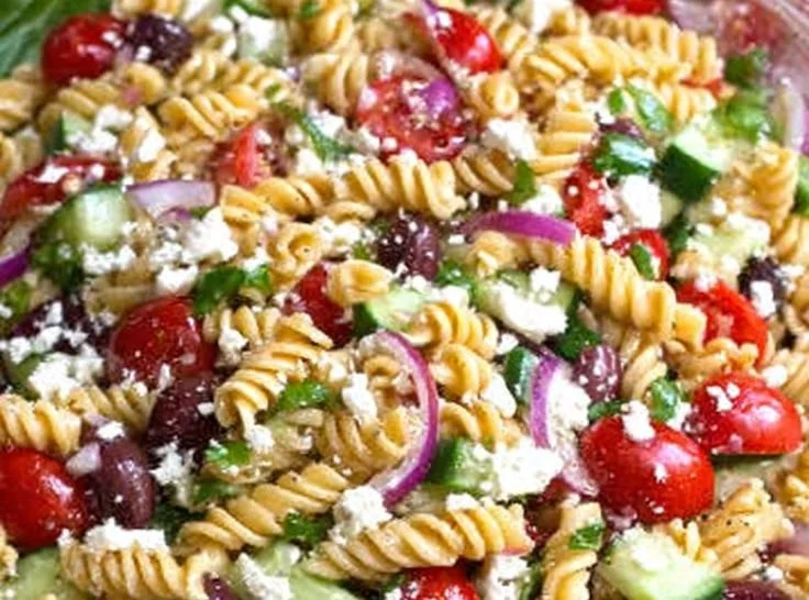 Greek Veggie Pasta Salad with Feta