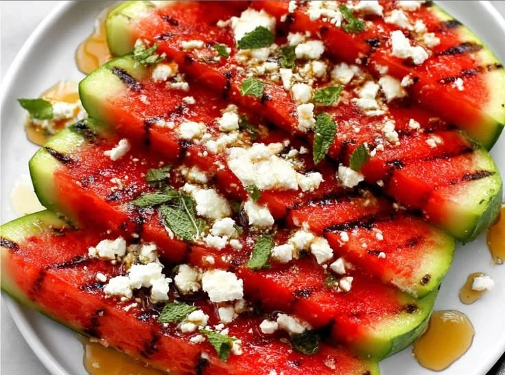 Grilled Watermelon with Feta and Honey
