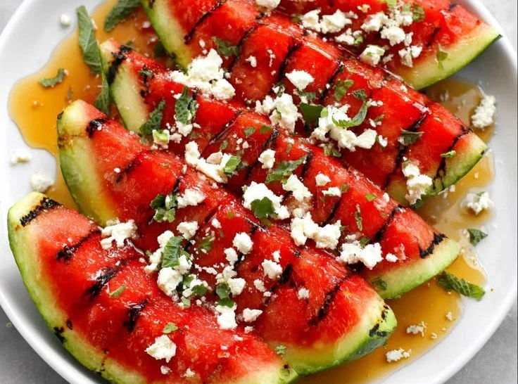 Grilled Watermelon with Feta and Honey