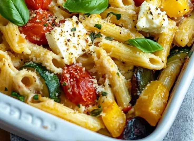 Roasted Vegetable Baked Feta Pasta