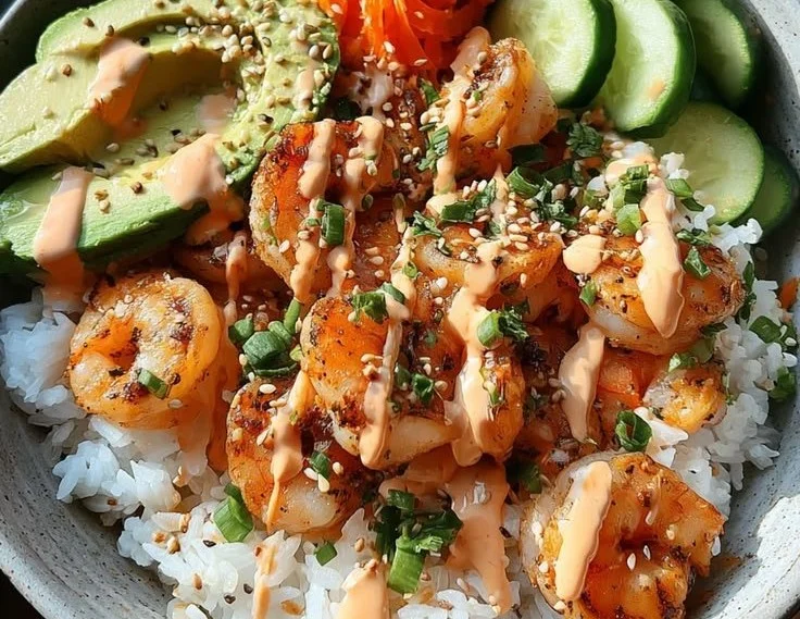 Shrimp Rice Bowls with Spicy Mayo