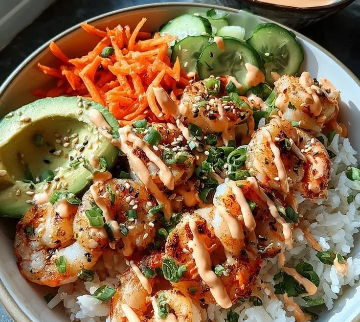 Shrimp Rice Bowls with Spicy Mayo