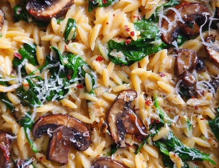 Spinach Mushroom Orzo