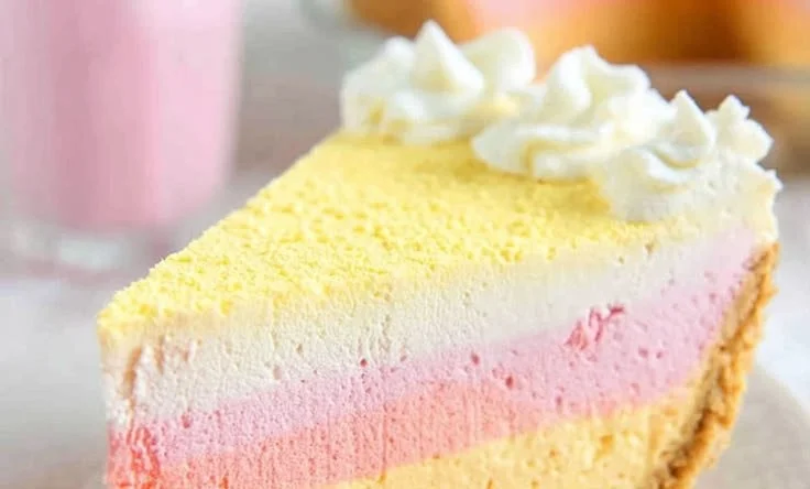 Colorful Summer Jello Layered Pie featuring vibrant layers of jello and creamy filling