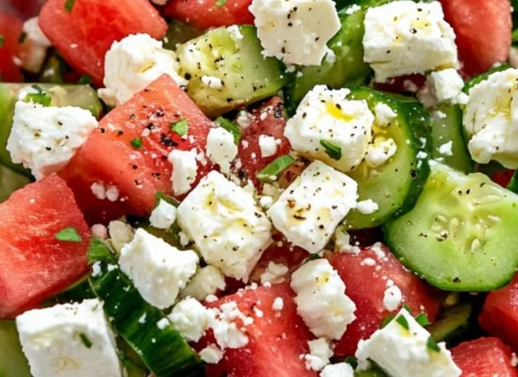 Watermelon Salad with Cucumber and Feta