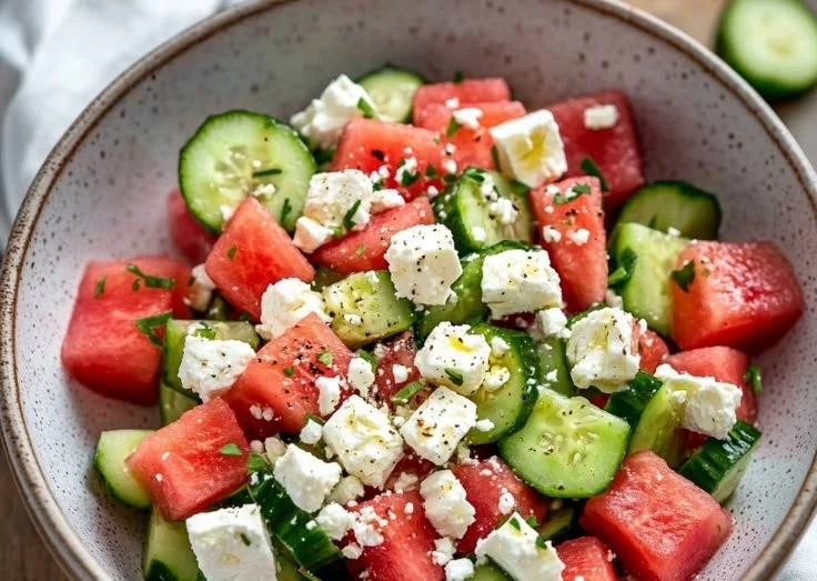 Watermelon Salad with Cucumber and Feta