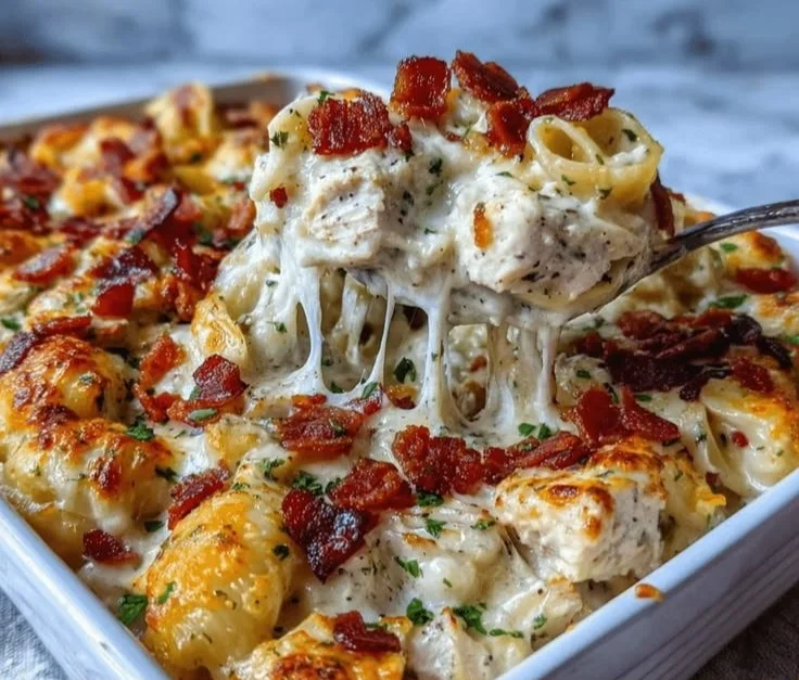 Creamy Crack Chicken Casserole served in a dish for a weeknight dinner