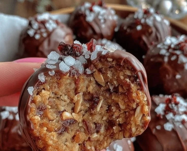Dark Chocolate Sea Salt Protein Balls for a healthy snack