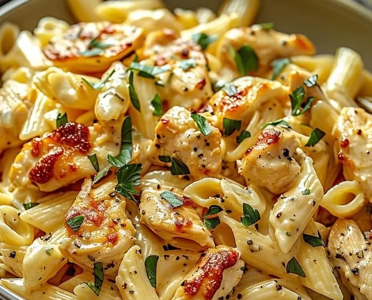 Delicious Marry Me Chicken Pasta served in a bowl with herbs and cheese
