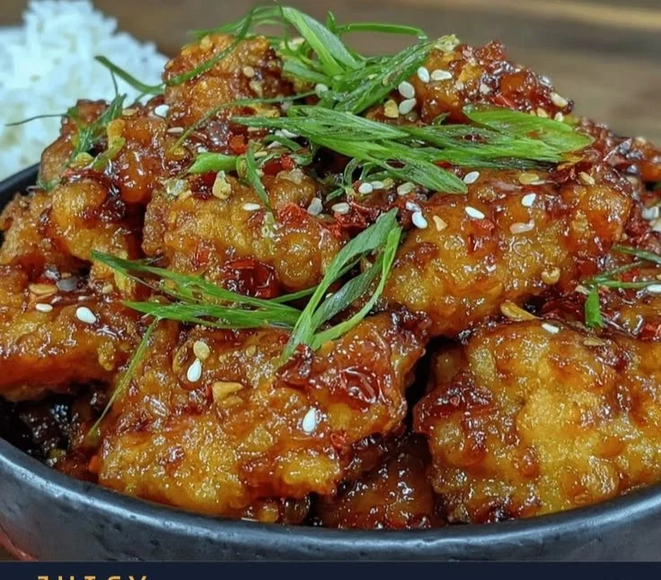 Sweet and savory orange ground chicken served with vegetables on a plate