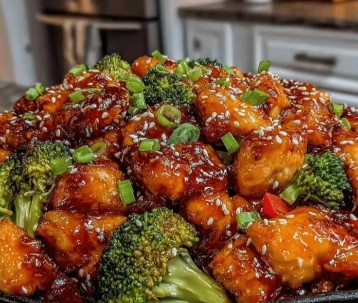 Honey garlic chicken stir fry cooked and plated for a quick, healthy dinner